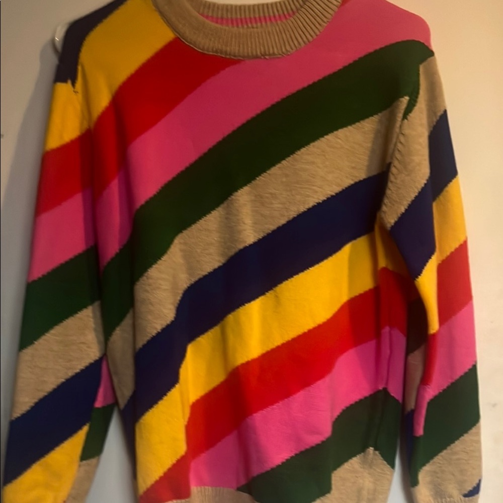 Pink and Red Crew Neck Sweater